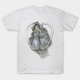 Two sweet gray cats cuddling T-Shirt